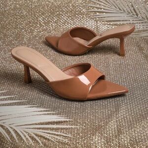 Shein tan kitten heel mules